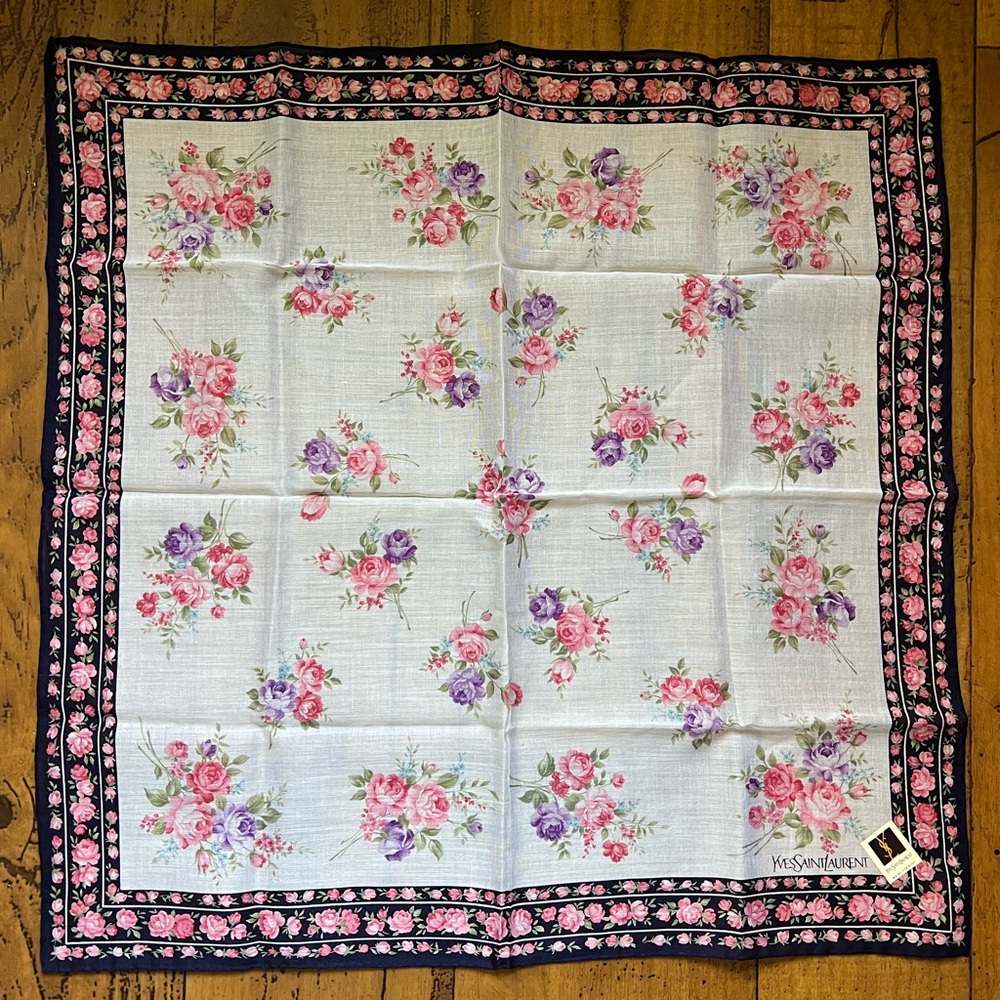 Yves saint laurent cotton vintage bandana size 19” Japan exclusive floral print
